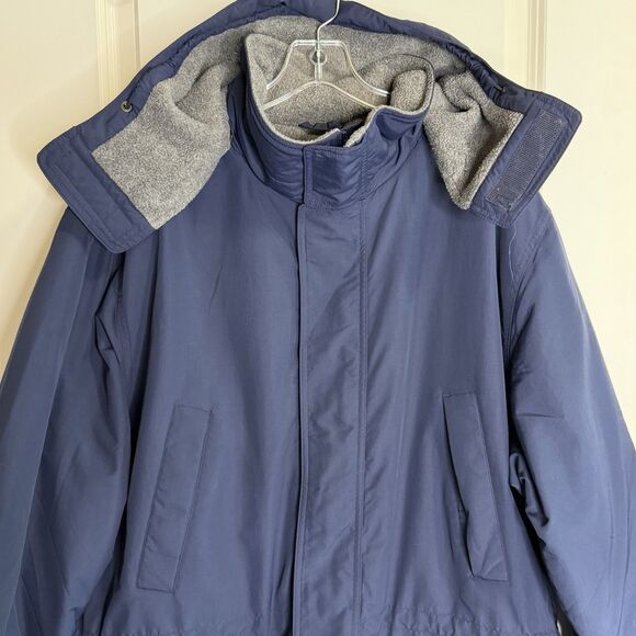 Lands' End Parka Coat Mens Tall XL 46-48 Navy Blue Full Zip Hooded Fleece Lined - Picture 4 of 16